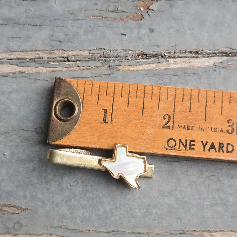 VTG Texas Mother Of Pearl Tie Clip Bar Gold Tone Lone Star State Western NoBrand